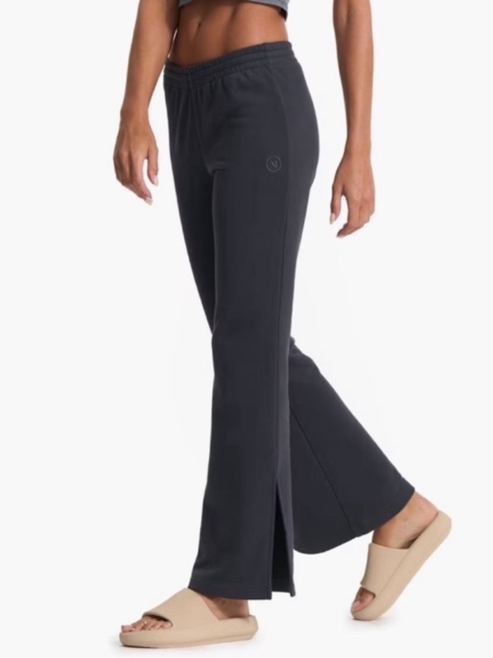 Vuori Sedona Wide Leg Ankle Slit Sweatpants Gray Black XS/S